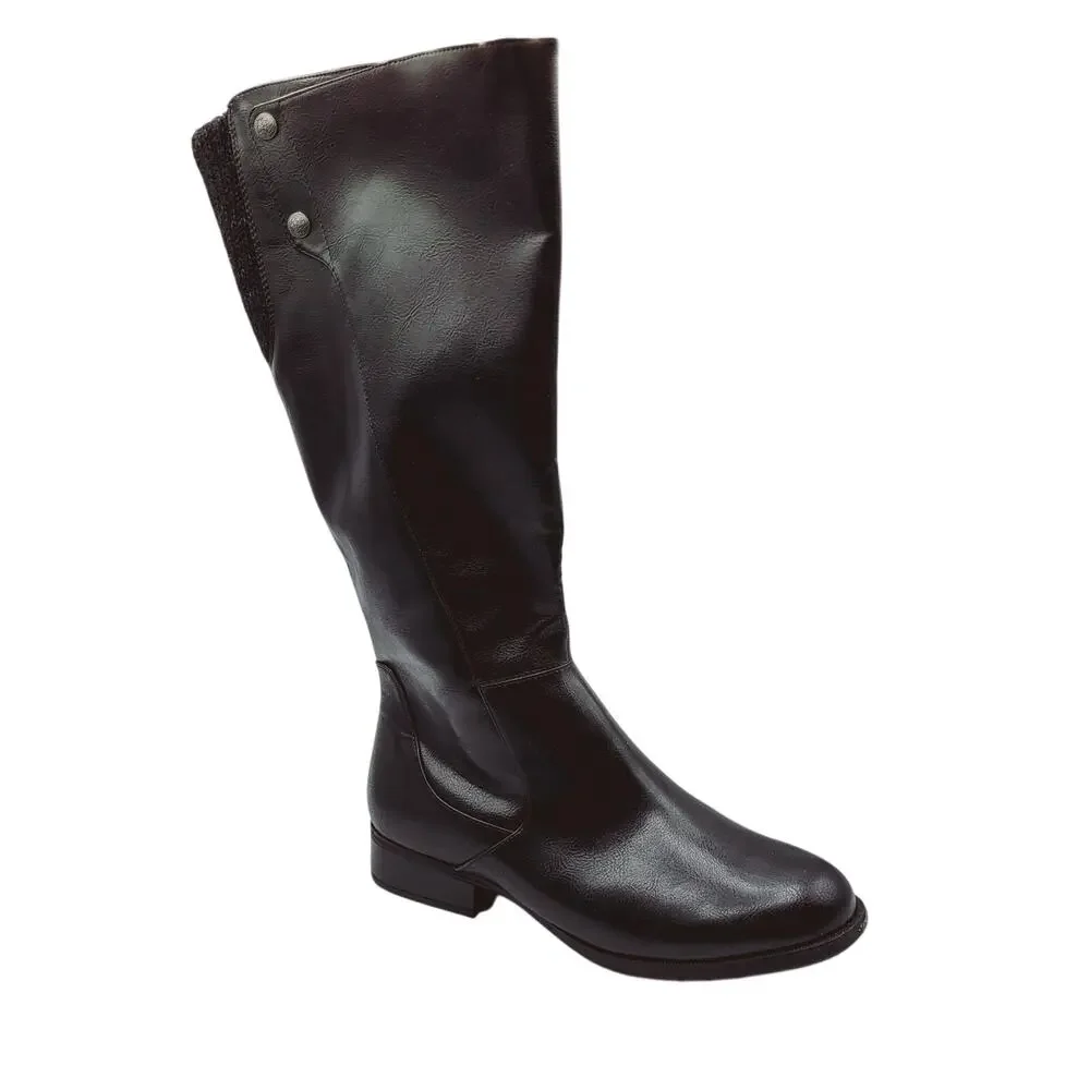 Life Stride Soft System XRipley Black Vegan Leather Riding Boots Size 8.5 W NWOT